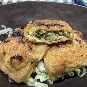 餃子の具が余ったら♪油揚げでパリっと糖質制限餃子！